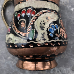 Traditional Colorful Copper Ayran Mug - Thumbnail