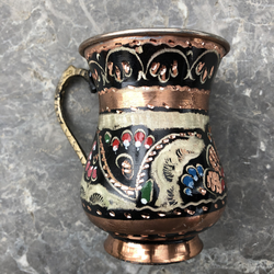 Traditional Colorful Copper Ayran Mug - Thumbnail
