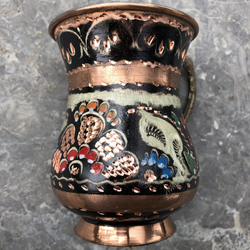 Traditional Colorful Copper Ayran Mug - Thumbnail