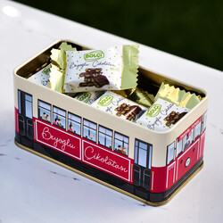 Tramway Beyoğlu Chocolate With Pistachio in Metal Boxes ,15 pieces , 7.93oz - 225g , - Thumbnail