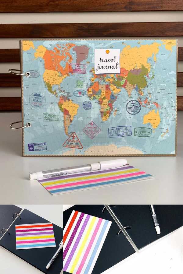Travel Jounal Design Photo Album Memory Book; White Pen And Glue Gift PG0101