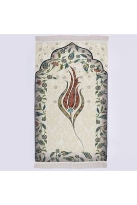 Tulip Series Fringed Luxury Gift Prayer Rug Green Color TYC00256801187 - 1