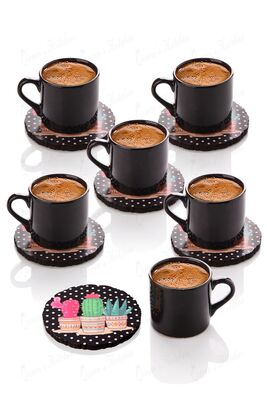 Turkish Coffee Set with Cactus Plate for 6 Persons - 1