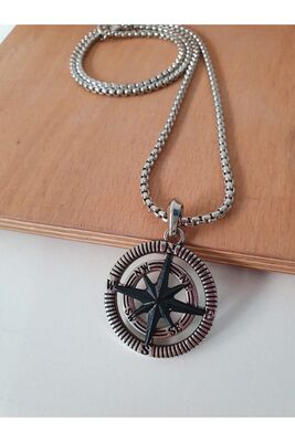 Unisex Compass Necklace + Bar Necklace Gift - 1
