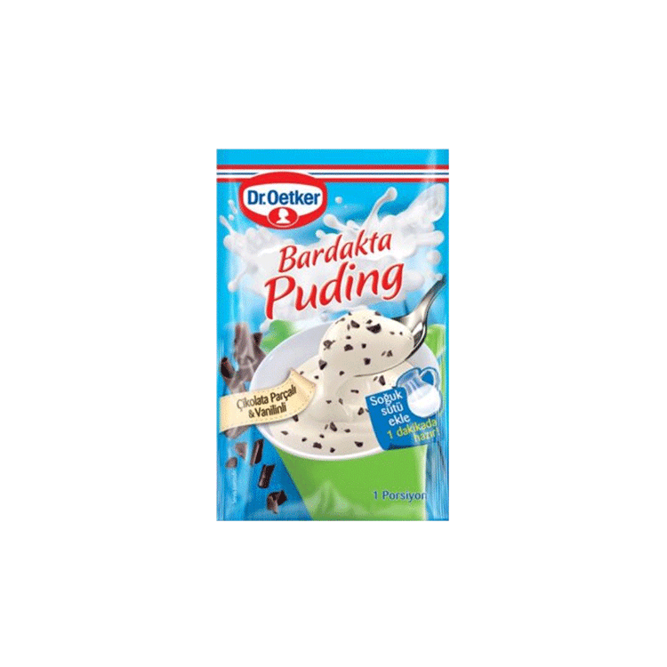 Vanilla Pudding with Chocolate Chips in Glass , 1.2oz - 34g 3 pack