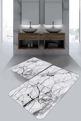 White Black Line Bath Mat PS-PS-30 - 1