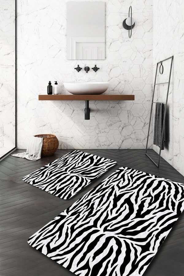 White Black Zebra Bath Mat PS-PS-116