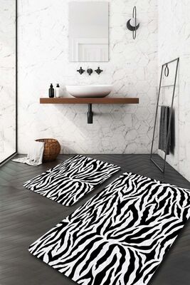 White Black Zebra Bath Mat PS-PS-116 - 1
