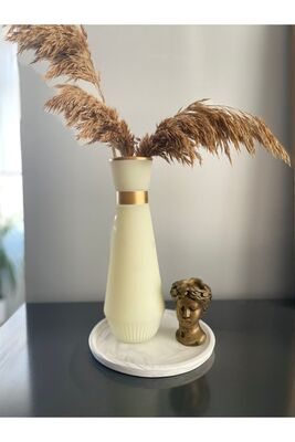 White Gilded Glass Vase Whiteyaldız01 - 1