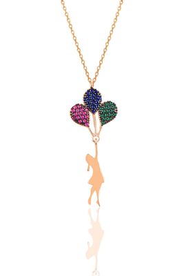 Women's 925 Sterling Silver Balloon Girl Necklace - 1