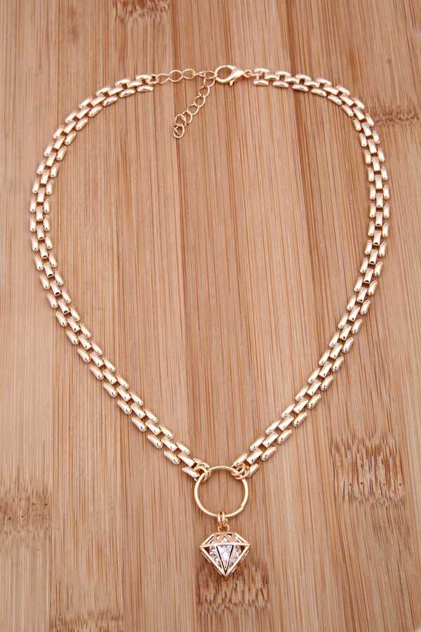 Womens Diamond Figured Thick Chain Collar Necklace PLN6PKL053