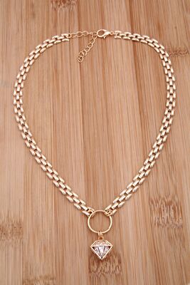 Womens Diamond Figured Thick Chain Collar Necklace PLN6PKL053 - 1