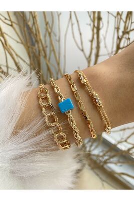 Women's Gold Plated Colored Combination Bracelet Set - 1