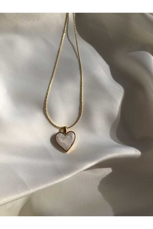Womens Gold Plated Pearl Heart Necklace