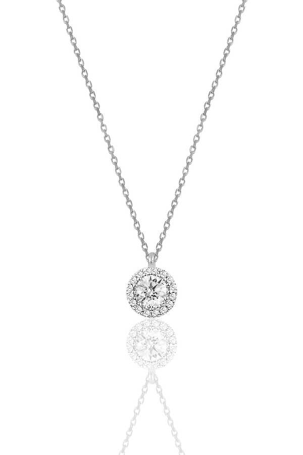 Women's Sterling Silver Diamond Mounted Solitaire Necklace