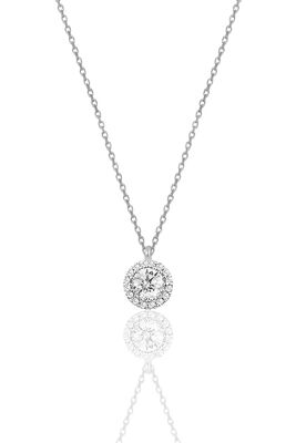 Women's Sterling Silver Diamond Mounted Solitaire Necklace - 1