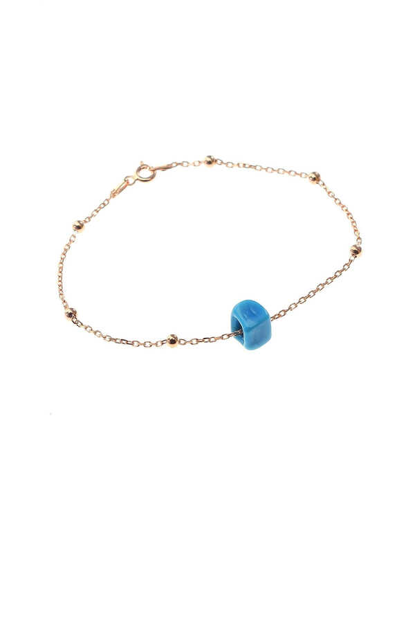 Women's Sterling Silver Turquoise Stone Ball Bracelet