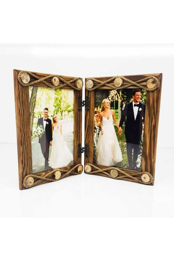Wooden Double Hinged 15x21 Cm Photo Frame With HingeDouble