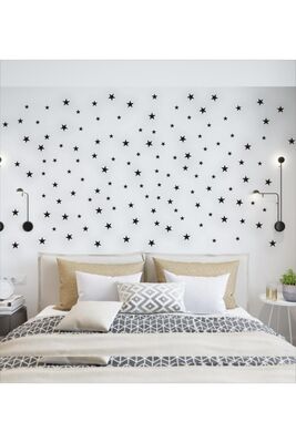 Star Wall Black Sticker 3-4-5Cm 130Pcs Decorative Star Sticker - 1