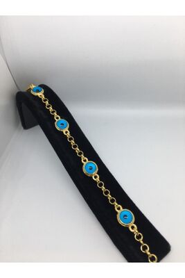 Zergold Evil Eye Beads Gold Plated Thick Chain 22 Sterling Silver Bracelet - 1