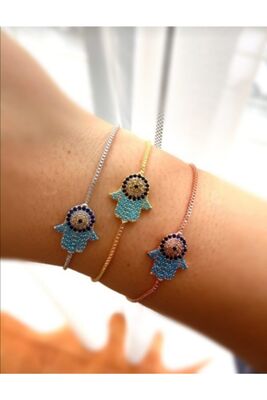 Zircon Stone Evil Eye Fatma Hand Lift Bracelet - 1